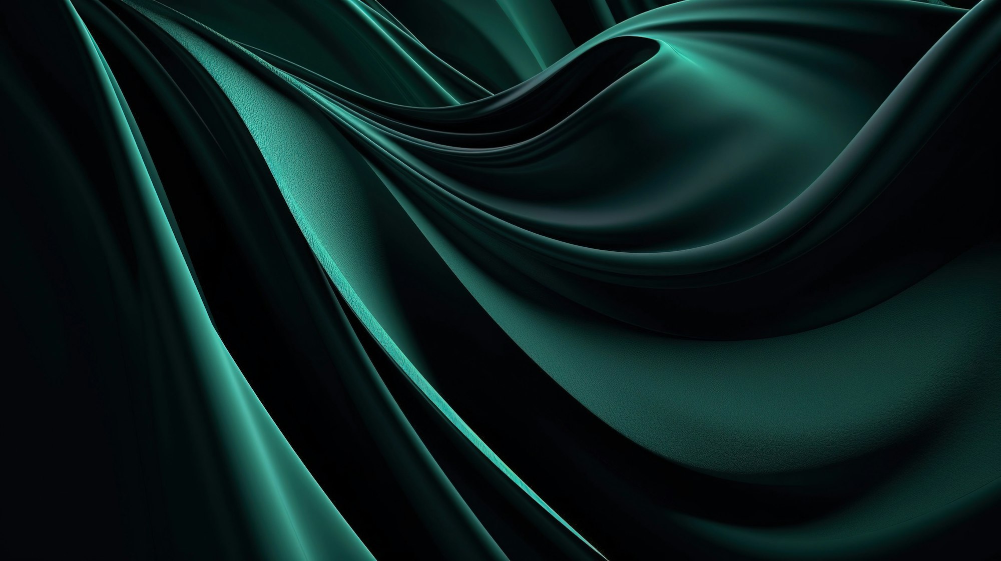 Abstract design of green silk waves, creating a mesmerizing visual aesthetic