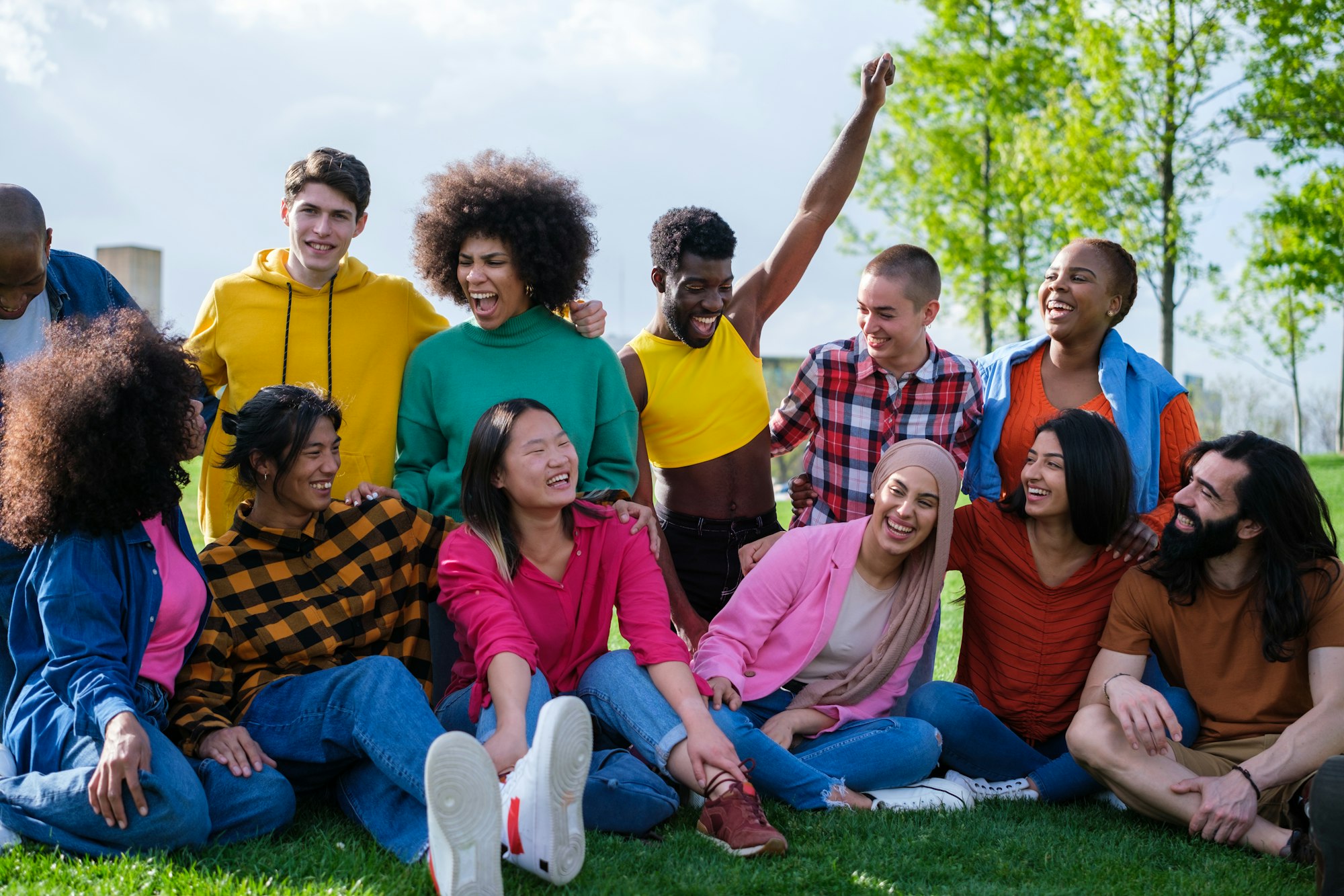 Group of various ethnicities together having a good time