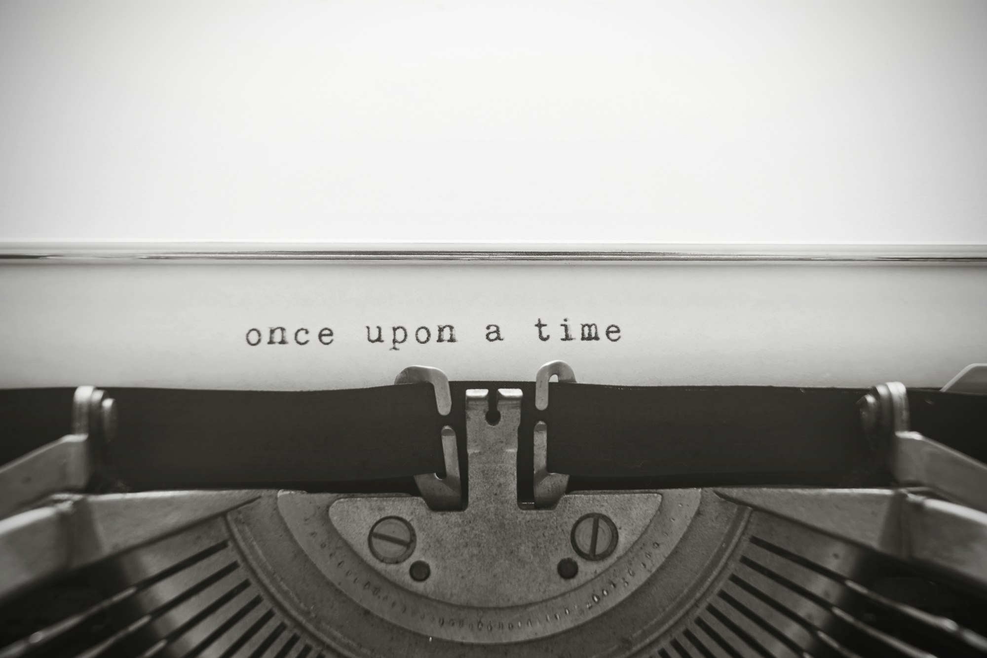 Words "Once upon a time" written with old typewriter